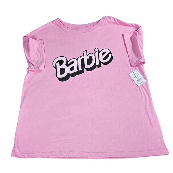 Barbie Tops - Barbie SZ XL Pink T-Shirt 90s Shadow Women’s Oversized Boyfriend Tee Barbie Core